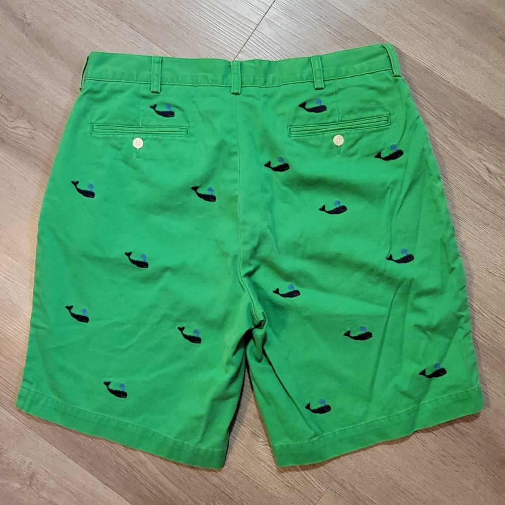 Polo Ralph Lauren Shorts Mens 34 Green Whale Print Cotton Chino Preppy - Picture 3 of 8